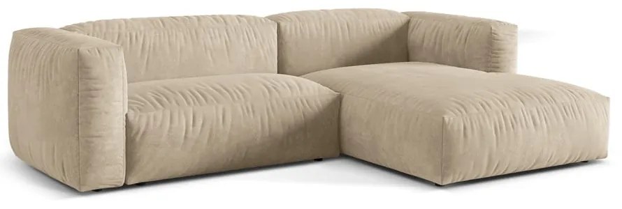 Béžová zamatová modulárna rohová pohovka (pravý roh/s leňoškou) Martina – Micadoni