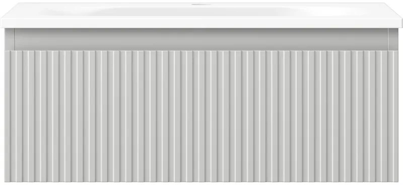 Mexen Rivel, kúpeľňová skrinka 60 cm s umývadlom Vela, 1 zásuvka, drážkovaná, sivá matná/biela, 91A20-06023-1-BF62-W23M01