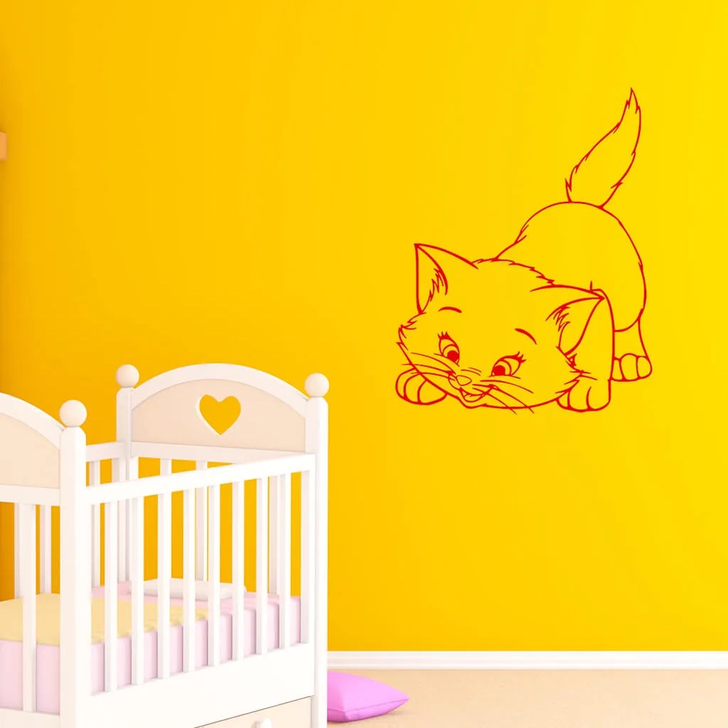 Veselá Stena Samolepka na stenu na stenu Roztomilá mačička Farba: černá