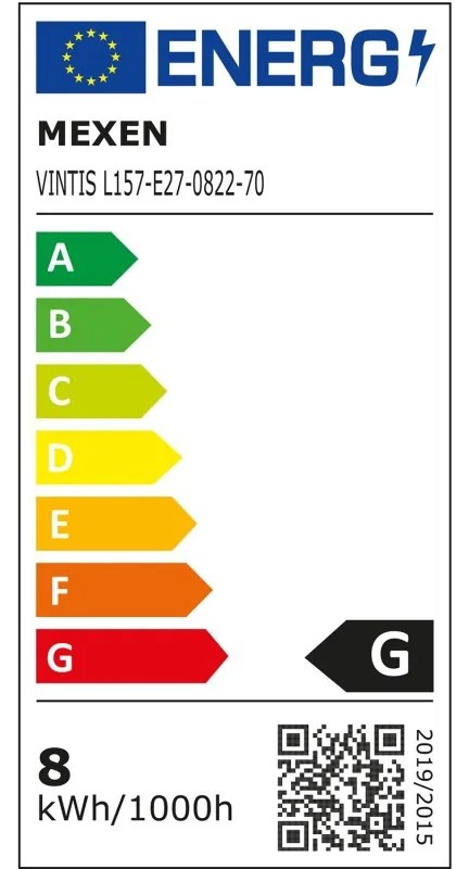 Mexen Vintis, LED žiarovka E27, G95, 8W, Teplá - 2200K, 600 lm, dymová - L157-E27-0822-70