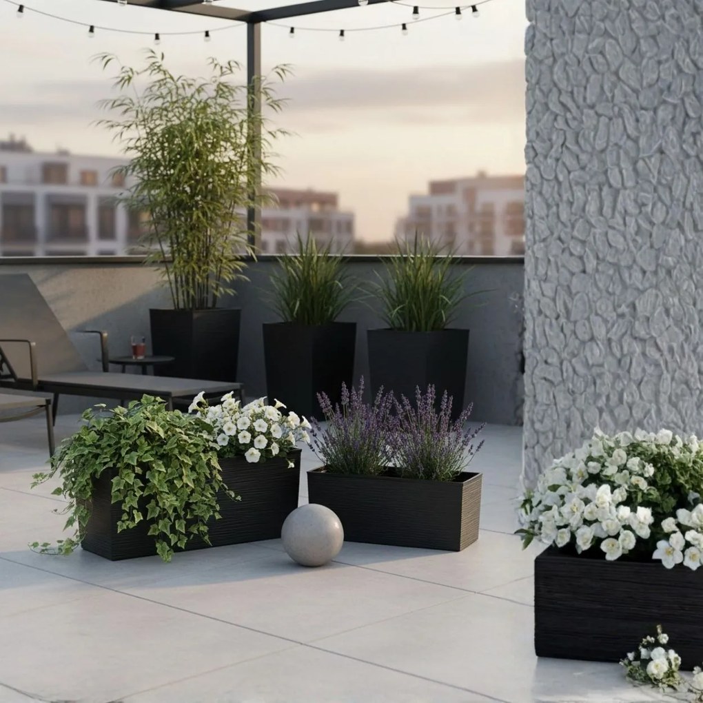 PLASTOVÝ KVETINÁČ BLOOM RIFLO 36X56X20 CM ČIERNA