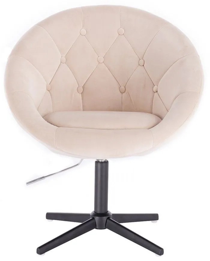 LuxuryForm DESIGN Kreslo VERA VELUR na čiernom kríži - krémové