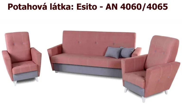 Sedacia súprava Ares 3+1+1, ružovo-sivá / nohy biele (esito - an 4060/4065)