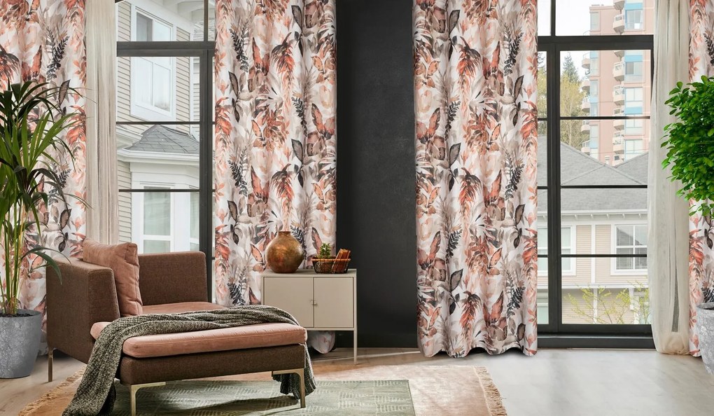 ZÁVES NA KRÚŽKOCH ADELINE 140X250 CM VZOROVANÁ