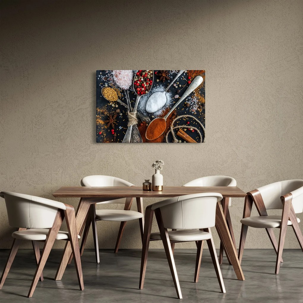 Obraz lyžíc s korením (90x60 cm)