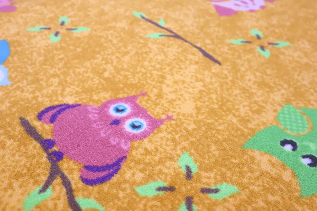 Vopi koberce Detský kusový koberec Sovička Silk 5248 oranžovožltý - 140x200 cm