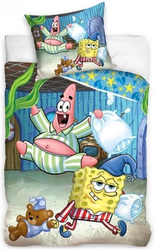 Carbotex · Bavlnené posteľné návliečky SpongeBob v šortkách a Patrik - 70 x 80 cm + 140 x 200 cm - Certifikát Oeko Tex Standard 100