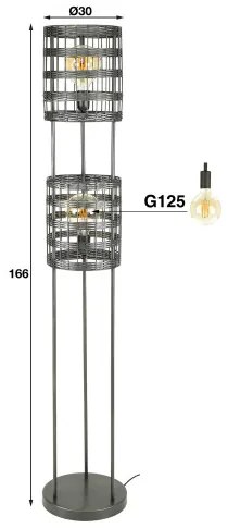 Stojaca lampa 72-67 2L Metal Blinds - Komfort-nábytok