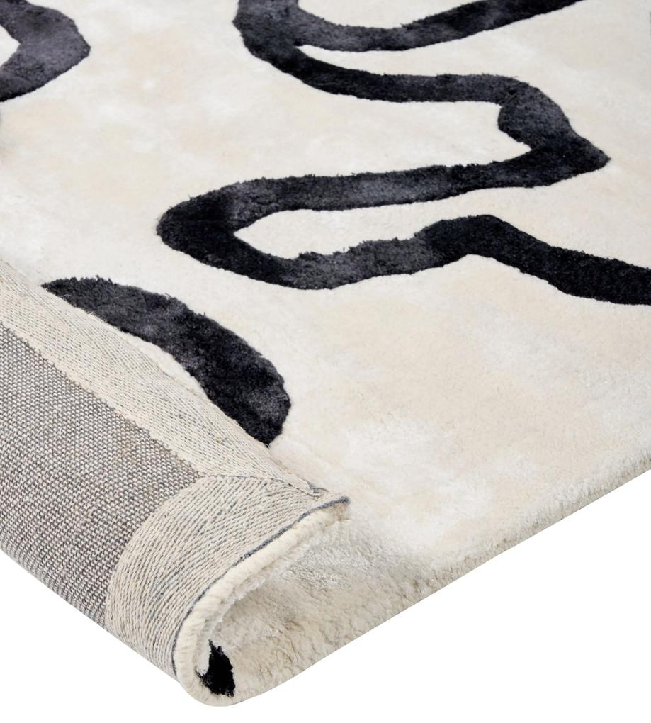 Viskózový koberec s abstraktným vzorom 160 x 230 cm biela/čierna KAPPAR Beliani