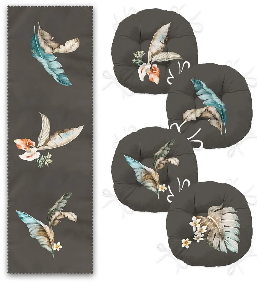 Set 4 ks sedákov a behúňa na stôl – Mila Home