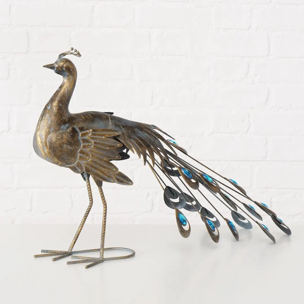 BOLTZE Záhradná kovová figúrka Pavo, 47x64 cm, hnedá