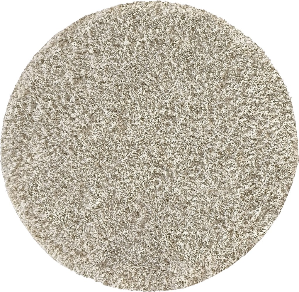 Okrúhly shaggy koberec s dlhým vlasom – krémová farba Camel Rozmer: 60 cm