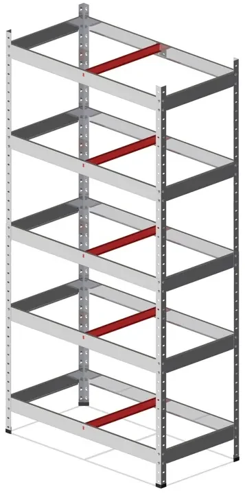 Marbo Kovový REGÁL SÉRIE SOLID 200x110x45 Pozinkovaný Rozmer regálu: 200x110x45, Počet Políc: 5, Celková nosnosť regálu: 1000 KG