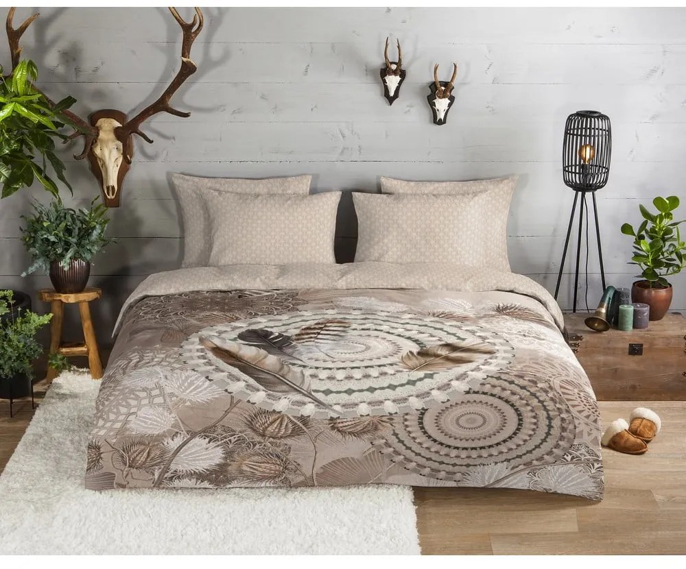 Hnedé flanelové obliečky na jednolôžko 140x200 cm Ringhda – HIP