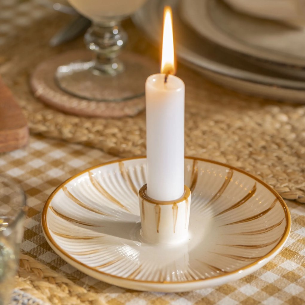 Ib Laursen Porcelánový svietnik Brown stripes