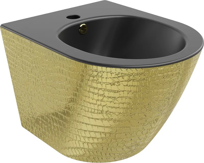 Mexen Lena závesný bidet, čierna matná/zlatý vzor šupiny - 35224878