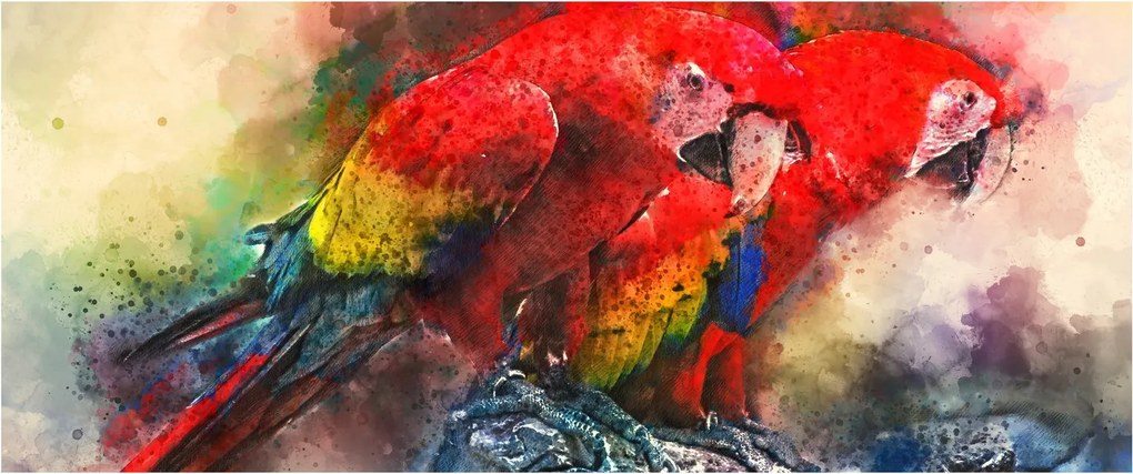 Obraz červených papagájov ara (120x50 cm)