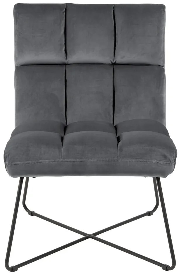 Sivé zamatové kreslo Alba – Actona