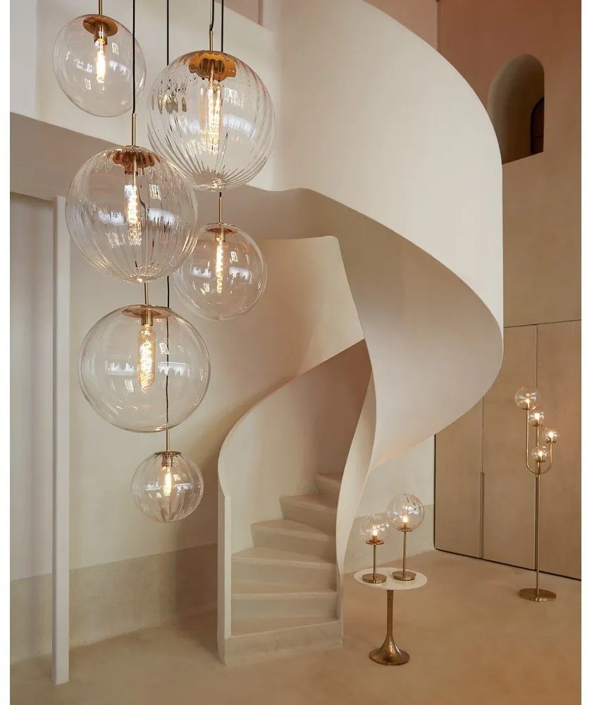 Závesné svietidlo v bronzovej farbe so skleneným tienidlom ø 48 cm Medina – Light &amp; Living