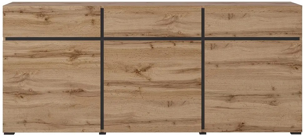 Komoda Cross 180 cm - dub wotan / čierna