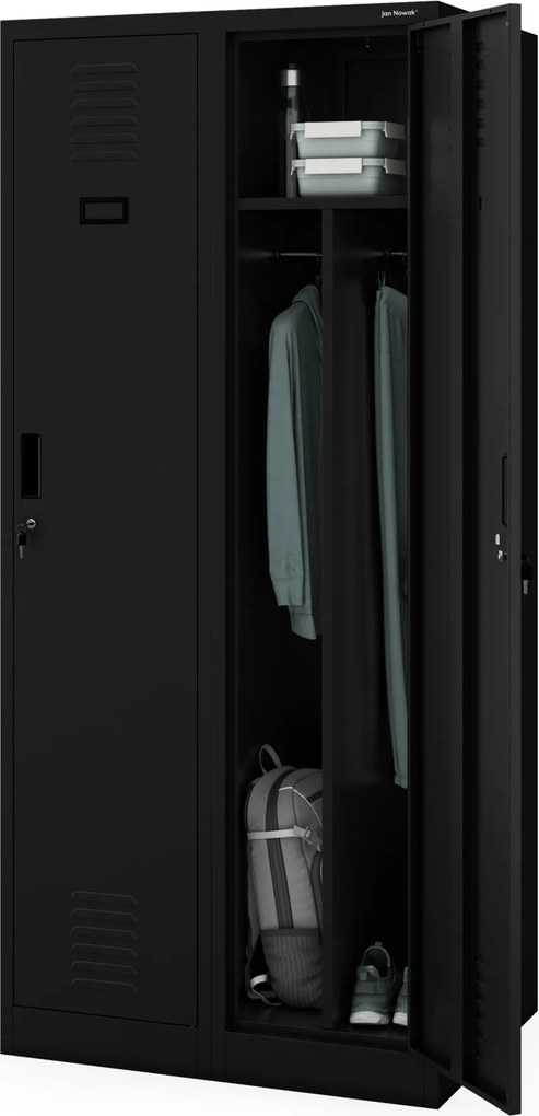 Kovová šatníková skrinka čierna KACPER D600 800 x 1800 x 600 mm