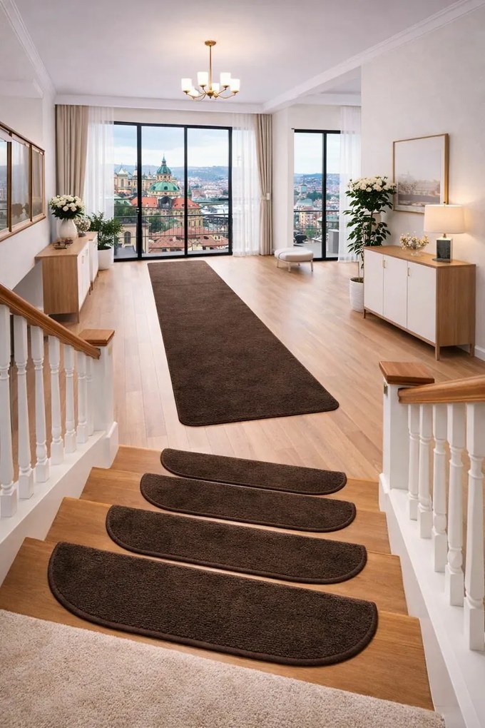 Nášľapy na schody Eton hnedý polkruh, samolepiaci - 24x65 polkruh (rozmer vrátane ohybu) Vopi