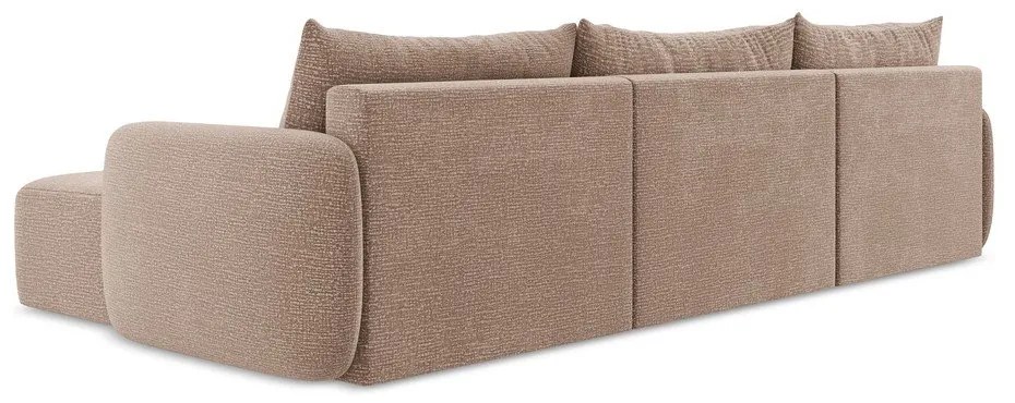 Svetlohnedá rozkladacia/s úložným priestorom rohová pohovka Kalena – Makamii