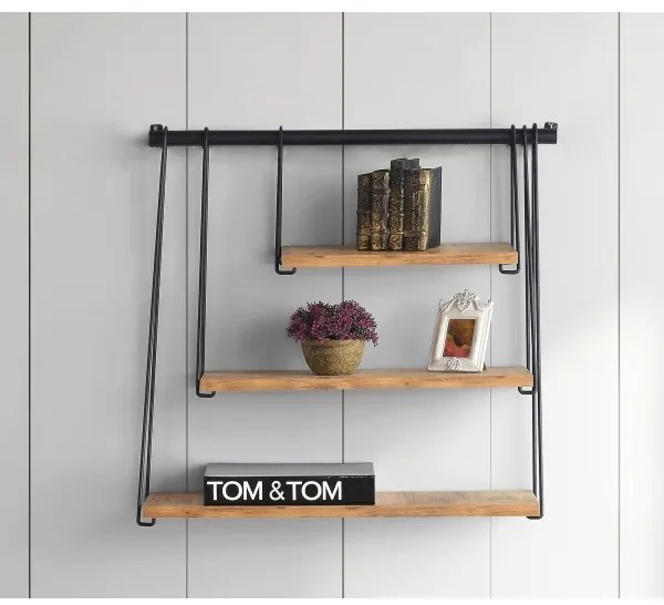 Nástenná polica ZIHON 63,5x60 cm čierna/hnedá