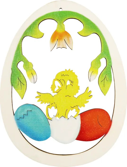 AMADEA Drevená dekorácia vajíčko kura, veľkosť 18 cm, český výrobok