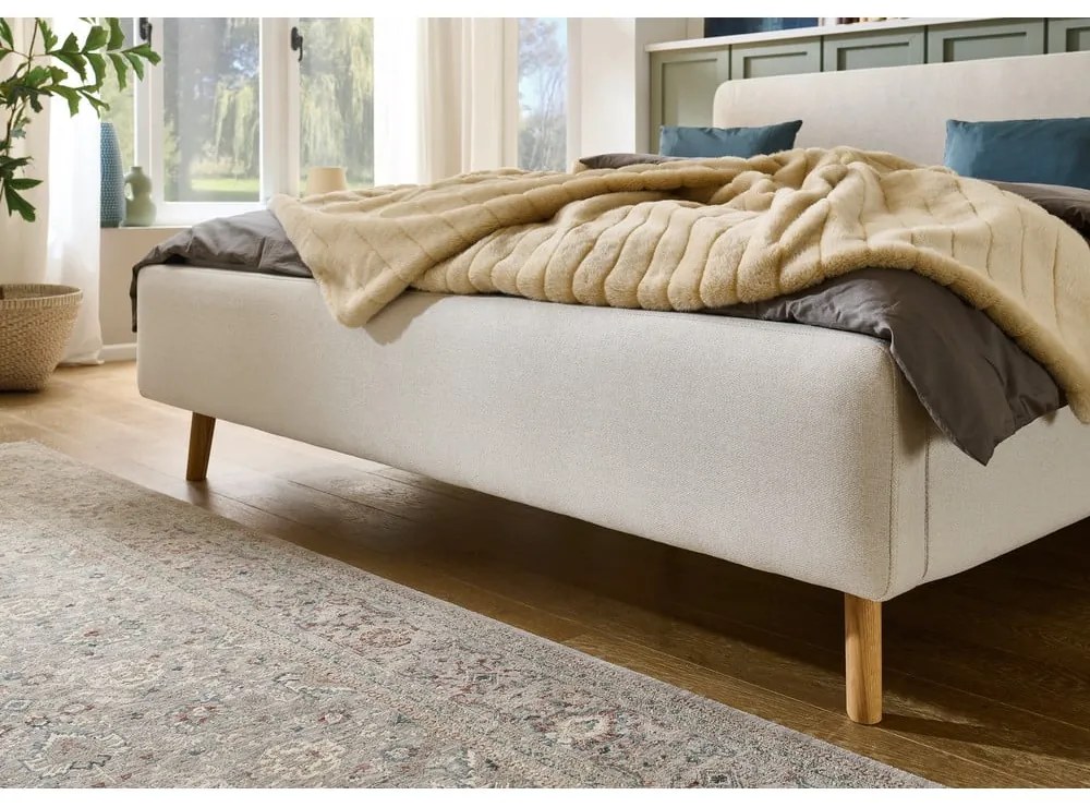 Krémovobiela čalúnená dvojlôžková posteľ bez roštu 160x200 cm Mattis – Meise Möbel