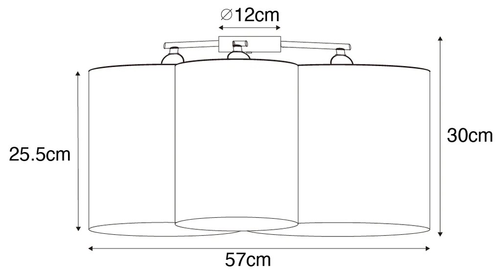 Stropné svietidlo čierne so zlatým vnútrom 3-svetlo - Multidrum