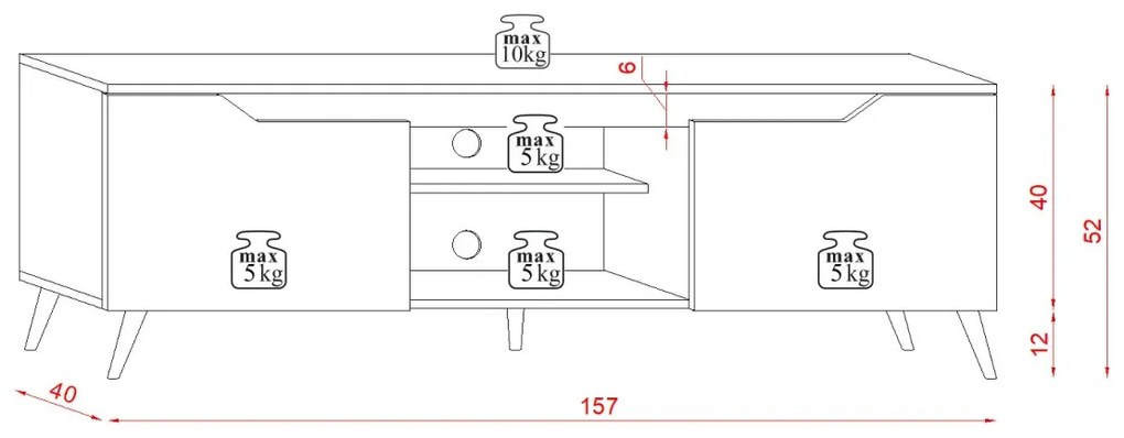 TV stolek Tree 157 cm bílý