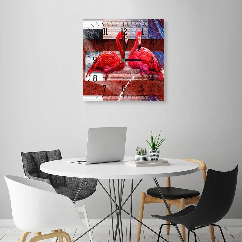 Gario Hodiny na stenu Pár plameniakov Rozmery: 80 x 80 cm