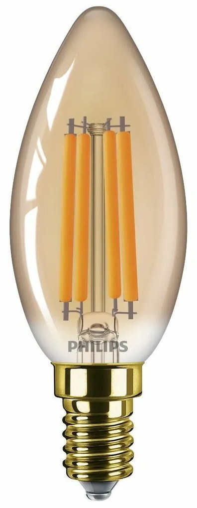 Philips LED filament žiarovka E14 B35 6W (40W) 1800K nestmievateľná, jantárová