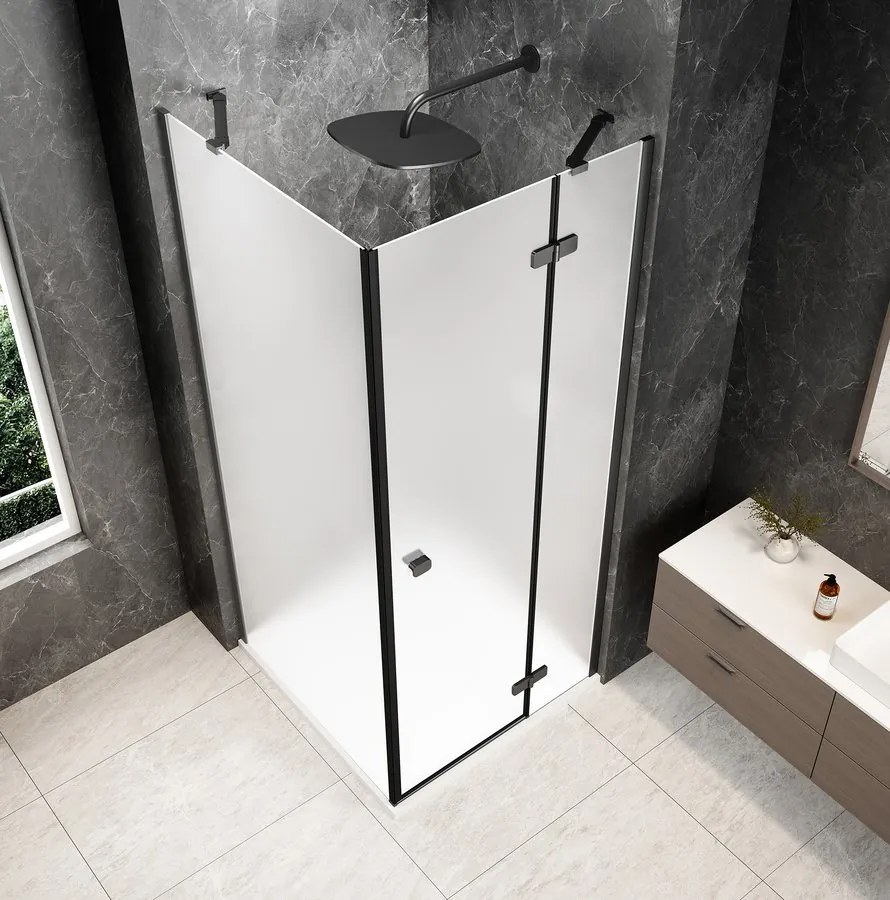Polysan Polysan, GLOBE GUN METAL štvorcová sprchová zástena 800x800mm, matné sklo, pravé, GB1080-3215MRGM