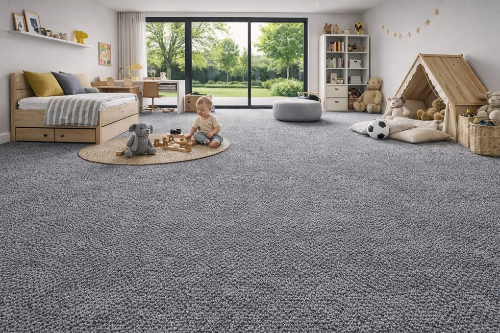 Lano, Metrážny koberec Aura 850, na mieru, šíře 4m,5m, šedá, ab (mriežka), chodba / predsieň