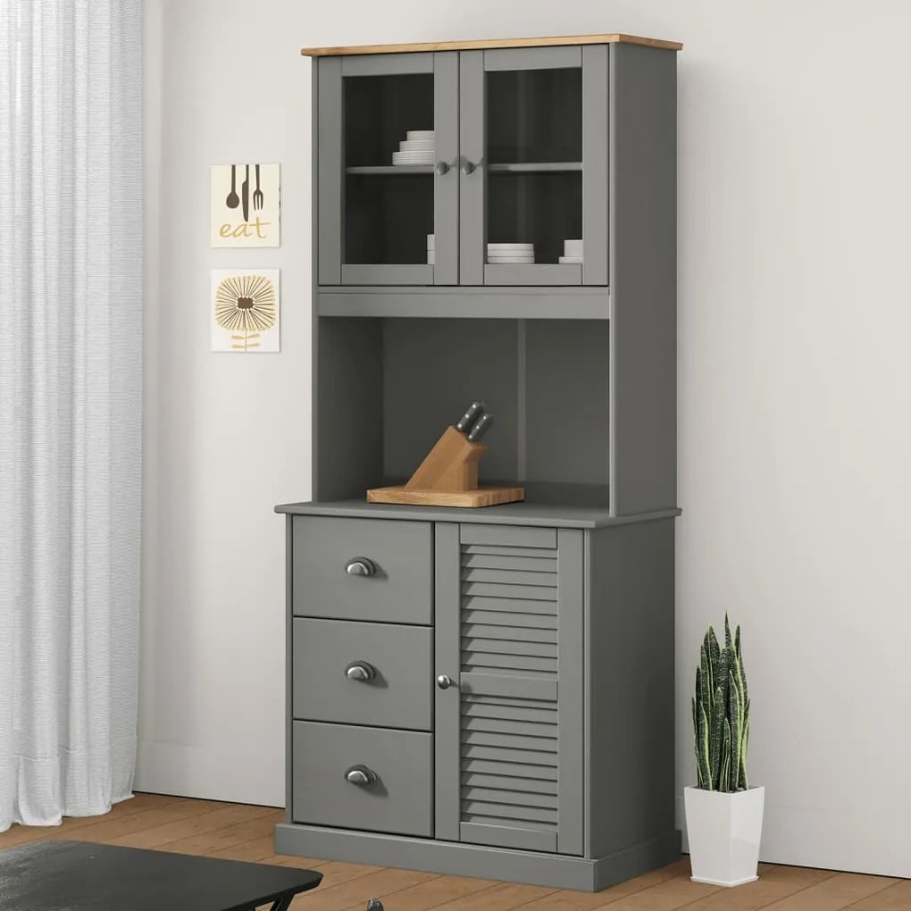Vysoká skrinka VIGO sivá 78x40x175 cm borovicový masív
