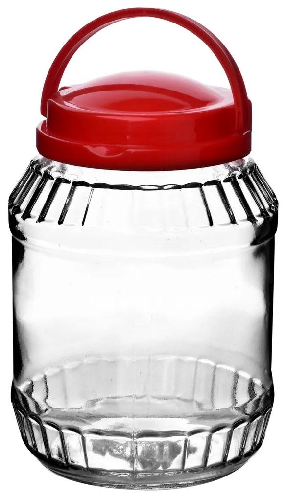 Sklenená nádoba na potraviny Basic Red 2l