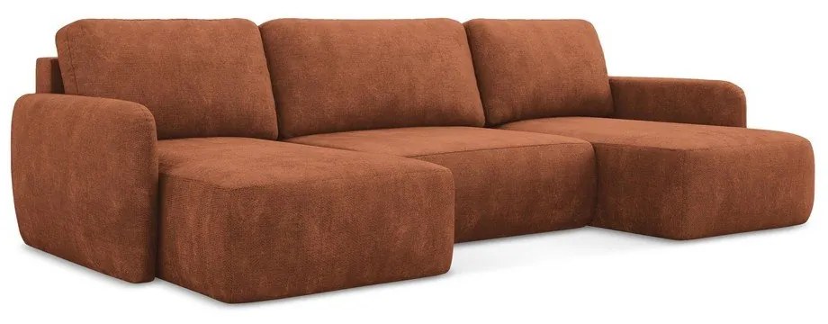 Terakotová ženilková rozkladacia/s úložným priestorom rohová pohovka (do tvaru "U") Lilo – Makamii