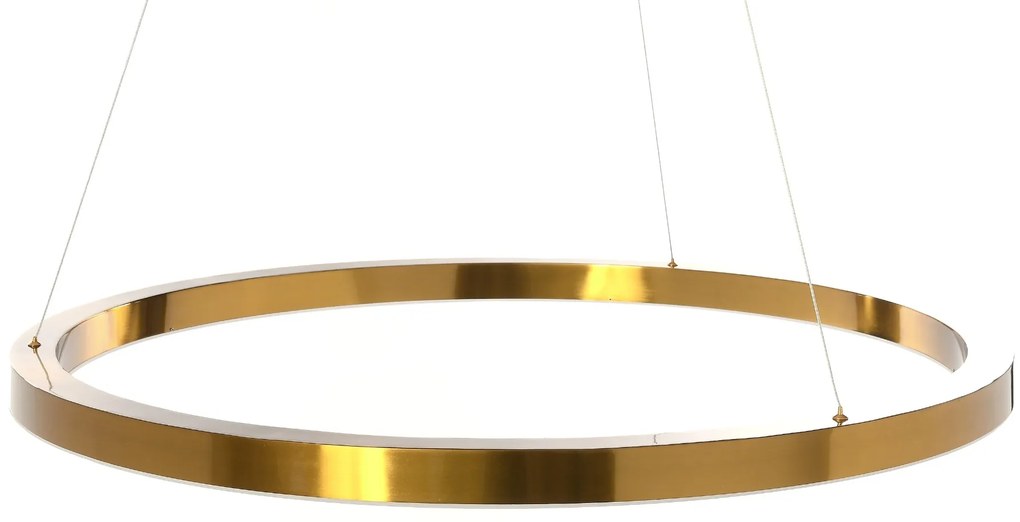 ZÁVĚSNÁ LAMPA KRUH LED XXL PRŮM.100 CM OCEL MOSAZ AKRYL.