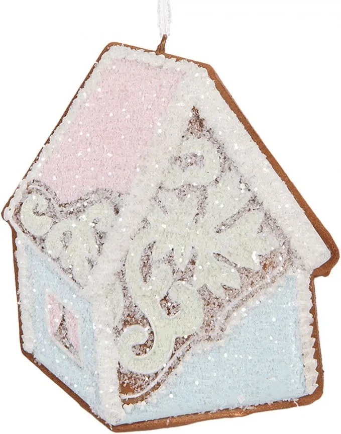 Závesná dekorácia modrá perníková chalúpka Frosted Ginger - 9*1*10 cm