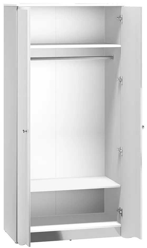 ŠATNÍKOVÁ SKRIŇA CRISTINE BIELY LESK + ZRKADLOVÝ SOKEL 90 cm