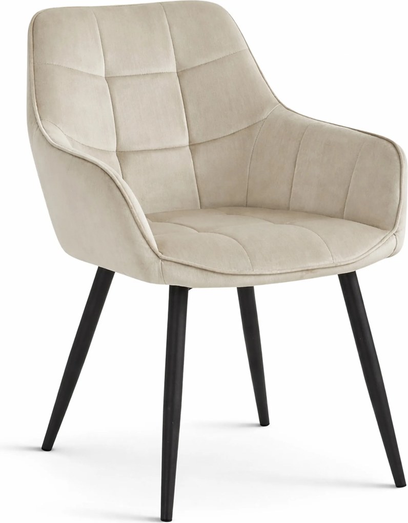 Jedálenské kreslo VARSI VELVET s čiernymi nohami, béžové
