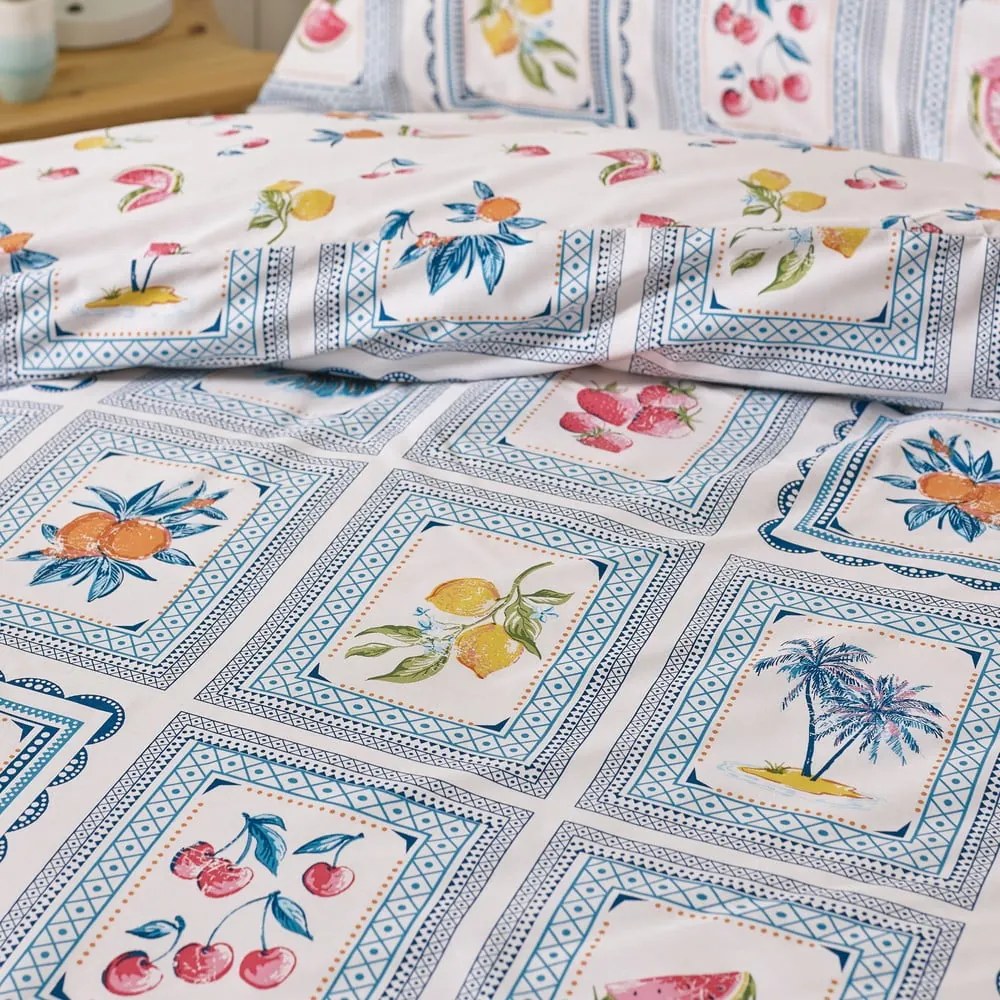 Modré obliečky na dvojlôžko 200x200 cm Riviera Tiles – Catherine Lansfield