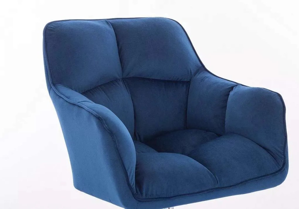 LuxuryForm DESIGN Kreslo AMALFI VELUR na striebornej podstave s kolieskami - modré