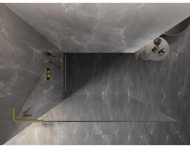 Mexen Lunar L sprchová stena ľavá 100 x 200 cm, 8mm číre sklo, zlatá matná, 830L-100-000-55-00-L