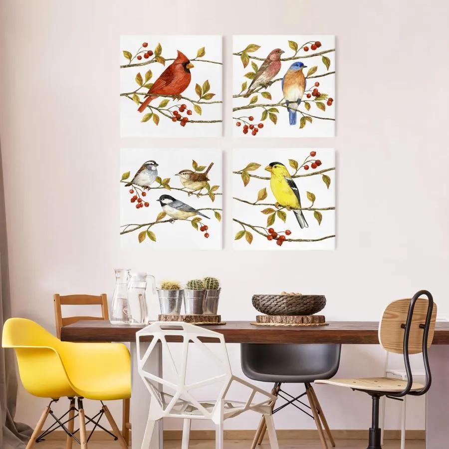 Manufakturer -  Štvordielny obraz Sada vtákov a bobúľ II