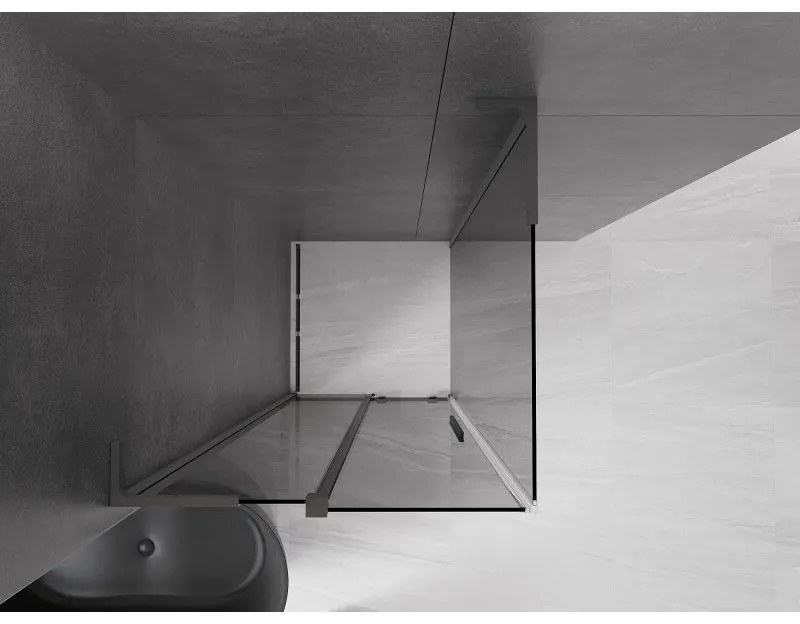 Mexen Velar L, sprchový kút s posuvnými dverami 90 x 90 cm, 8mm šedé sklo, brúsený grafit, 871-090-090-43-95