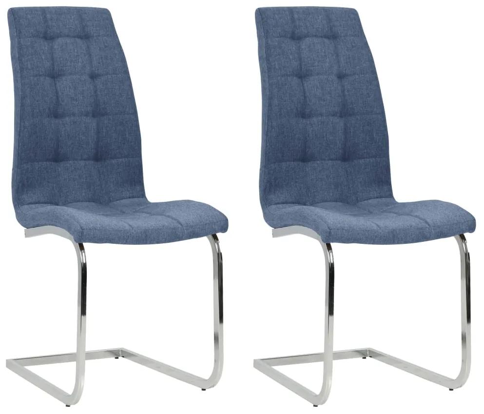 Jedálenské stoličky s perovou kostrou 2 ks modré látka 327137