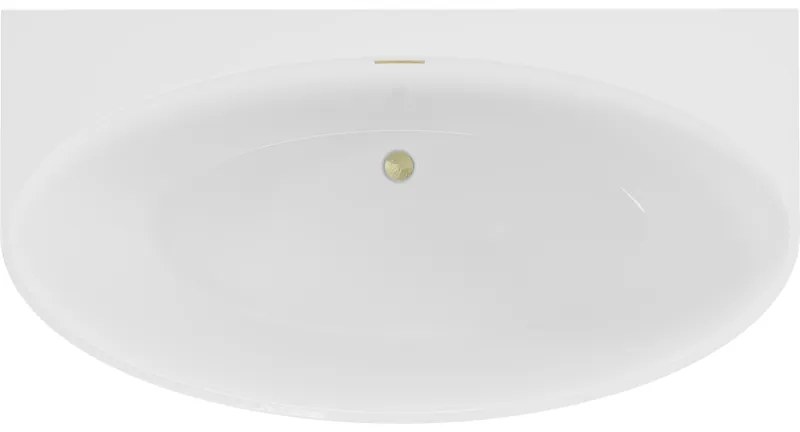 Mexen Bruna, voľne stojaca vaňa ku stene 170 x 88 cm, biela lesklá, zlatý matný prepad, 52731708800-55